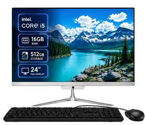 All-in-One Desktop PC 24" FHD Intel Core i5 up to 3.6GHz, 16GB RAM, 512GB SSD, Built-in HD Webcam,White (Mouse & Keyboard) All-in-One Desktop PC 24" FHD Intel Core i5 up to 3.6GHz, 16GB RAM, 512GB SSD, Built-in HD Webcam,White (Mouse & Keyboard)
