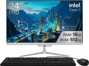 All-in-One Desktop, 24" FHD Intel Core i5-6500 up to 3.6GHz, 16GB RAM, 512GB SSD, Built-in HD Webcam, Win 10, White (Mouse & Keyboard) All-in-One Desktop, 24" FHD Intel Core i5-6500 up to 3.6GHz, 16GB RAM, 512GB SSD, Built-in HD Webcam, Win 10, White (Mouse & Keyboard)