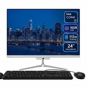 All-in-One Desktop Computer 24-inch , Intel Core i7 up to 4.0 GHz 16GB RAM, 512GB SSD, Windows 10, Webcam, Includes Wired Keyboard and Mouse, White All-in-One Desktop Computer 24-inch , Intel Core i7 up to 4.0 GHz 16GB RAM, 512GB SSD, Windows 10, Webcam, Includes Wired Keyboard and Mouse, White