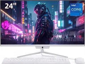 TOEMAAGIC All-in-One Desktop 24" FHD Display Intel Core i7 up to 4.0GHz 16GB RAM 512GB SSD Windows 10,Mouse,Keyboard ,White TOEMAAGIC All-in-One Desktop 24" FHD Display Intel Core i7 up to 4.0GHz 16GB RAM 512GB SSD Windows 10,Mouse,Keyboard ,White