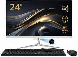 All-in-One Desktop, 24" FHD Display Intel Core i7 up to 4.0GHz 16GB RAM 512GB SSD Windows 10,Mouse,Keyboard ,White All-in-One Desktop, 24" FHD Display Intel Core i7 up to 4.0GHz 16GB RAM 512GB SSD Windows 10,Mouse,Keyboard ,White