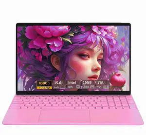 Toemaagic Laptop 15.6 FHD Business laptop, Intel Alder Lake-N95, 16GB RAM, 1TB SSD, Windows 11, WiFi5, Pink