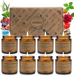 8 Pack Candles for Home Scented, Aromatherapy Jar Candle Gifts for Women, Natural Soy Wax Amber Candle Set, Scented Candles Set for Birthday Valentine Mother's Christmas Day Present