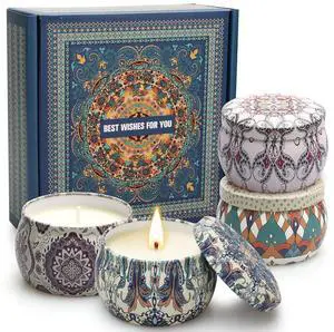 Scented Candle Gifts for Women, 4 Pack 4.4 oz Aromatherapy Candles, Stocking Stuffers for Women, Stress Relief Gifts for Girlfriend, Teacher, Mom, Anniversary, Birthday, Christmas Gift