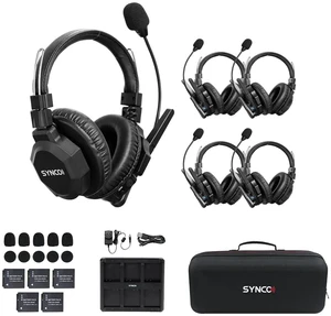 SYNCO Audio Xtalk XMax5 Wireless Intercom Headset System 5-Pack, 500m Range, Dual-Ear, AI Noise Cancel, Bluetooth, Boost Mode SYNCO Audio Xtalk XMax5 Wireless Intercom Headset System 5-Pack, 500m Range, Dual-Ear, AI Noise Cancel, Bluetooth, Boost Mode