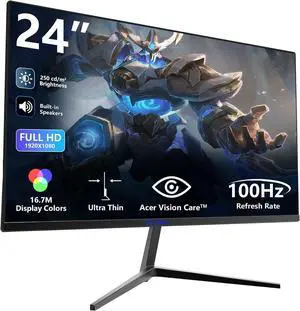 Sealan 24 inch FHD 1920x1080p Computer Gaming Monitor Built-in Speakers, 100Hz, 16:9 Aspect Ratio Ergonomic Tilt & VESA 75x75mm Compatible - Freesync, 1ms MPRT, Frameless 99% sRGB, HDR10, HDMI DP Port