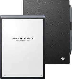 iFLYTEK AINOTE Air 2, Black Tablet Bundle, with Black Folio Protective Case, 8.2" E-Ink Digital Notepad with AI Transcription,ChatGPT Supported, Premium PU Leather, Slim& Lightweight