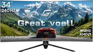 Great Voell 34-inch Ultrawide Curved Gaming Monitor, 240Hz WQHD, 1ms, 21:9 | 3440x1440p Display, 127% sRGB, G-Sync & FreeSync, 1500R Curve, HDR, PIP/PBP, DP1.4 and HDMI 2.0 Pro ,immersive gaming Great Voell 34-inch Ultrawide Curved Gaming Monitor, 240Hz WQHD, 1ms, 21:9 | 3440x1440p Display, 127% sRGB, G-Sync & FreeSync, 1500R Curve, HDR, PIP/PBP, DP1.4 and HDMI 2.0 Pro ,immersive gaming