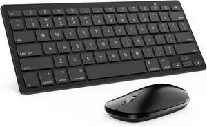 Bluetooth Keyboard and Mouse Compatible with Mac, OMOTON Ultra-Slim Wireless Keyboard and Mouse Combo Compatible with MacOS, MacBook Pro/Air, iMac, Mac Mini, Laptop and PC(Black)