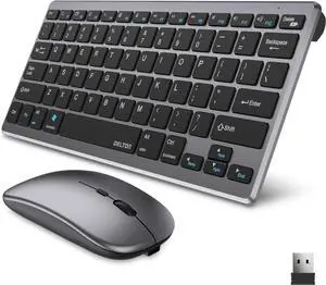 Delton N35 Portable/Travel/Small Wireless Keyboard and Mouse Combo - Bluetooth & 2.4GHz, 3 Adjustable DPI (800/1200/1600), Compatible with PCs, laptops, macOS, and iOS - Black