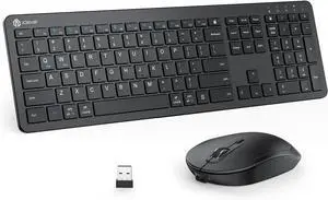 iClever Wireless Keyboard and Mouse, GK08 Rechargeable Keyboard Mouse Combo, Ergonomic, Quiet, Full Size Design with Number Pad, 2.4G Connection for Mac, Windows and Computer