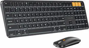 ProtoArc Backlit Bluetooth Keyboard and Mouse for Mac, KM100-A Multi-Device Wireless Keyboard Mouse for Mac, Full Size Rechargeable for MacBook Pro/Air, iPhone, iPad, Black