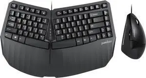 Perixx PERIDUO-413B US, Wired USB Ergonomic Compact Split Keyboard and Vertical Mouse - Bundle with a 6-Button Ergonomic Vertical Mouse - Black - US English