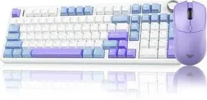 AULA Wireless Keyboard and Mouse Combo, F99 Pro Mechanical Keyboards with Knob,Tri-Mode Hot Swappable Gasket Keyboard+SC580 Wireless Gaming Mouse Purple