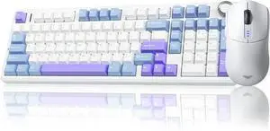 AULA Wireless Keyboard and Mouse Combo, F99 Pro Mechanical Keyboards with Knob,Tri-Mode Hot Swappable Gasket Keyboard+SC580 Wireless Gaming Mouse White