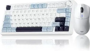 AULA Wireless Keyboard and Mouse Combo, F75 75% Mechanical Keyboards, Hot Swappable Custom Keyboard+SC580 Wireless Gaming Mouse White