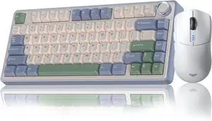 AULA Wireless Keyboard and Mouse Combo, F75 75% Mechanical Keyboards, Gasket Hot Swappable Custom Keyboard+SC580 Wireless Gaming Mouse White