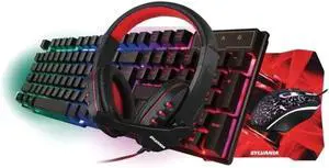 SYLVANIA SGKS100 4-in-1 Gaming Set with Keyboard, Mouse, Headset, and Mouse Pad for Windows PCs