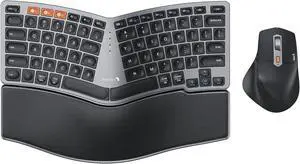 ProtoArc Bluetooth Ergonomic Keyboard Mouse, EKM04 Mini Compact Wireless Ergo Keyboard Mouse Combo, Split Design, Wrist Rest, Multi-Device, Rechargeable, Compatible with Windows/Mac/Android