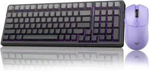 AULA Wireless Keyboard and Mouse Combo, F99 Pro Mechanical Keyboards,Gasket Hot Swappable Custom Keyboard+SC580X Wireless Gaming Mouse Light Purple