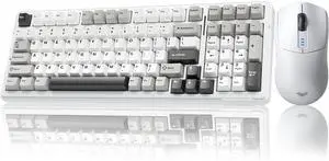 AULA Wireless Keyboard and Mouse Combo, F99 Mechanical Gaming Keyboards Hot Swappable Custom Keyboard+SC580 Wireless Gaming Mouse White