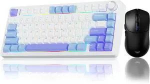 AULA Wireless Keyboard and Mouse Combo, F75 75% Wireless Mechanical Keyboards, Hot Swappable Custom Keyboard+SC580 Wireless Gaming Mouse Black