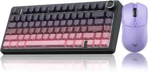 AULA Wireless Keyboard and Mouse Combo, F75 Pro Wireless Mechanical Keyboards,75% Gasket Hot Swappable Custom Keyboard+SC580 Wireless Gaming Mouse Purple