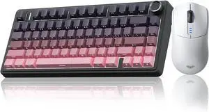 AULA Wireless Keyboard and Mouse Combo, F75 Pro Wireless Mechanical Keyboards,75% Gasket Hot Swappable Custom Keyboard+SC580 Wireless Gaming Mouse White