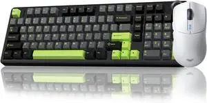 AULA Wireless Keyboard and Mouse Combo, F99 Pro Mechanical Keyboards with Knob,Tri-Mode Hot Swappable Custom Keyboard+SC580 Wireless Gaming Mouse White