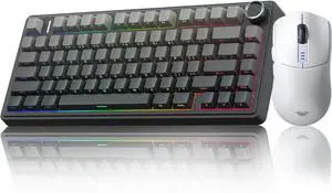 AULA Wireless Keyboard and Mouse Combo, F75 Pro Mechanical Keyboard, 75% Gasket Hot Swappable + SC580 Wireless Gaming Mouse, White