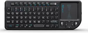 Rii 2.4G Mini Wireless Keyboard with Touchpad Mouse,Lightweight Portable Controller with USB Receiver Remote Control for Windows/ Mac/ Android/ PC/Tablets/ TV/Xbox/ PS3. X1-Black .