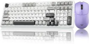 AULA Wireless Keyboard and Mouse Combo, F99 Wireless Mechanical Keyboards Hot Swappable Custom Keyboard+SC580X Wireless Gaming Mouse Light Purple