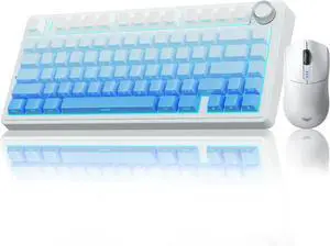 AULA Wireless Keyboard and Mouse Combo, F75 Pro 75% Hot Swappable Custom Keyboards+SC580 Wireless Gaming Mouse White