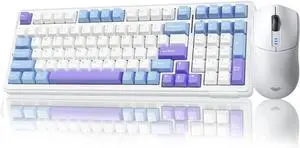 AULA Wireless Keyboard and Mouse Combo, F99 Mechanical Keyboard Hot Swappable+SC580 Gaming Mouse, White