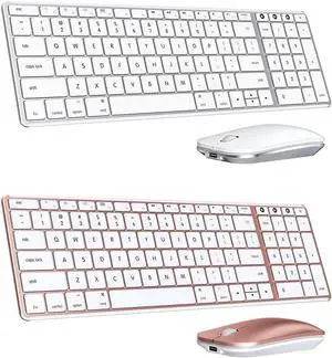Wireless Bluetooth Keyboard and Mouse for Mac, Multi-Device Rechargeable Slim Keyboard and Mouse Stainless Steel Full Size, Compatible with MacBook Pro/Air, iPad, Mac