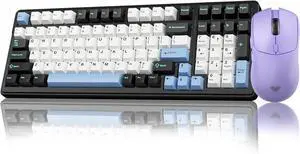 AULA Wireless Keyboard and Mouse Combo, F99 Wireless Mechanical Keyboards Hot Swappable Custom Keyboard+SC580X Wireless Gaming Mouse Light Purple