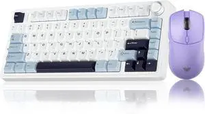 AULA Wireless Keyboard and Mouse Combo, F75 Mechanical Keyboards, Hot Swappable Custom Keyboard+SC580X Wireless Gaming Mouse Light Purple