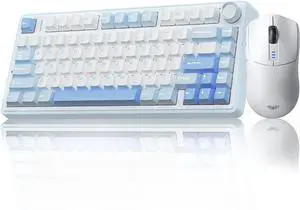 AULA Wireless Keyboard Combo, F75 75% Mechanical Keyboard, Hot Swappable + SC580 Wireless Gaming Mouse, White