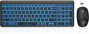 Wireless Keyboard and Mouse Bluetooth, Multi-Device Mini Keyboard, Switch up to 3 Devices, Slim Portable Travel Backlit Cordless Set, RGB Silent Mouse, for Mac, Windows, iOS, Android, Ipad - SABLUTE