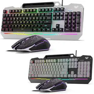 AULA 104 Key RGB Backlit Gaming Keyboard and Mouse Combo - Grey and Black 2 Pack