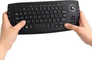 Docooler Trackball Mouse Keyboard, 2.4GHz Wireless Trackball Mouse Keyboartd Combo, Plug and Play, Mini Keyboard with Trackball Mouse Scroll Wheel for PC, Android Tv Box, Remote Controller - Black