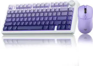 AULA Wireless Keyboard and Mouse Combo, F75 Pro Mechanical Keyboards,75% Gasket Hot Swappable Custom Keyboard+SC580X Wireless Gaming Mouse Light Purple