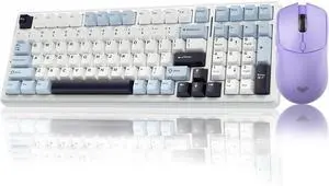 AULA Gaming Keyboard and Mouse Combo, F99 Wireless Mechanical Keyboards Hot Swappable Custom Keyboard+SC580X Wireless Gaming Mouse Light Purple