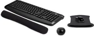 HP Wireless Keyboard & Mouse 300 PC Accessories Bundle with Gel Mouse & Wrist Pads, & Mini Bluetooth Speaker with Professional Sound, Built-in Mic & Remote Selfie Button