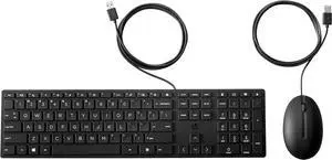 HP 320MK Wired Keyboard and Mouse Set QWERTY Ambidextrous 101 Electric Keyboard with Cable Black