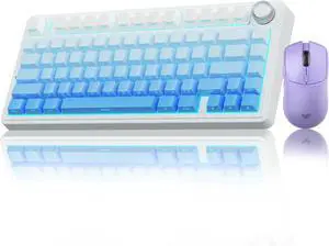 AULA Wireless Keyboard and Mouse Combo, F75 Pro Mechanical Keyboards,75% Gasket Hot Swappable Custom Keyboard+SC580X Wireless Gaming Mouse Light Purple