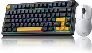 AULA Gaming Keyboard and Mouse Combo, 75% Wireless Mechanical Keyboards, Gasket Hot Swappable Custom Keyboard+SC580 Wireless Gaming Mouse White