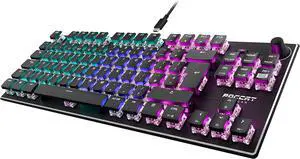 Roccat Vulcan TKL (UK Layout) Mechanical PC Gaming Keyboard, Tenkeyless, Linear Titan Switch, Per-Key AIMO RGB Lighting, Anodized Aluminum Top Plate and Detachable USB-C Cable, Black