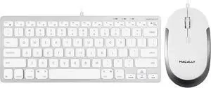 Macally Mini Wired Keyboard and a Quiet Wired Mouse, Office Essentials