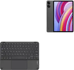 BoxWave Keyboard Compatible with Xiaomi Redmi Pad Pro - SlimKeys Bluetooth Keyboard with Trackpad, Portable Slim TouchPad - Jet Black